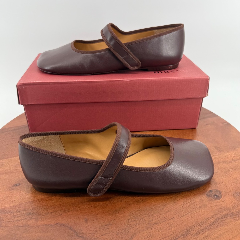 Maeve Square Toe Mary Jane Flats Brown Leather Anthropologie Brazil  Womens 8 - Picture 10 of 11